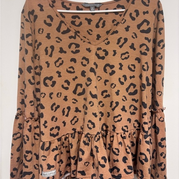 Simply Southern Tops - Simply Southern Brown Leopard Print Peplum Blouse
